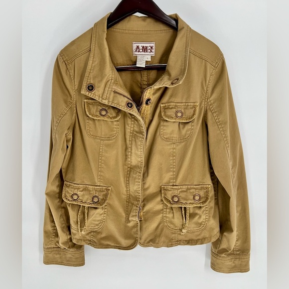 Vintage AMX Tan Zip Up Utility Jacket Large Y2K 90’s Womens - Picture 4 of 10